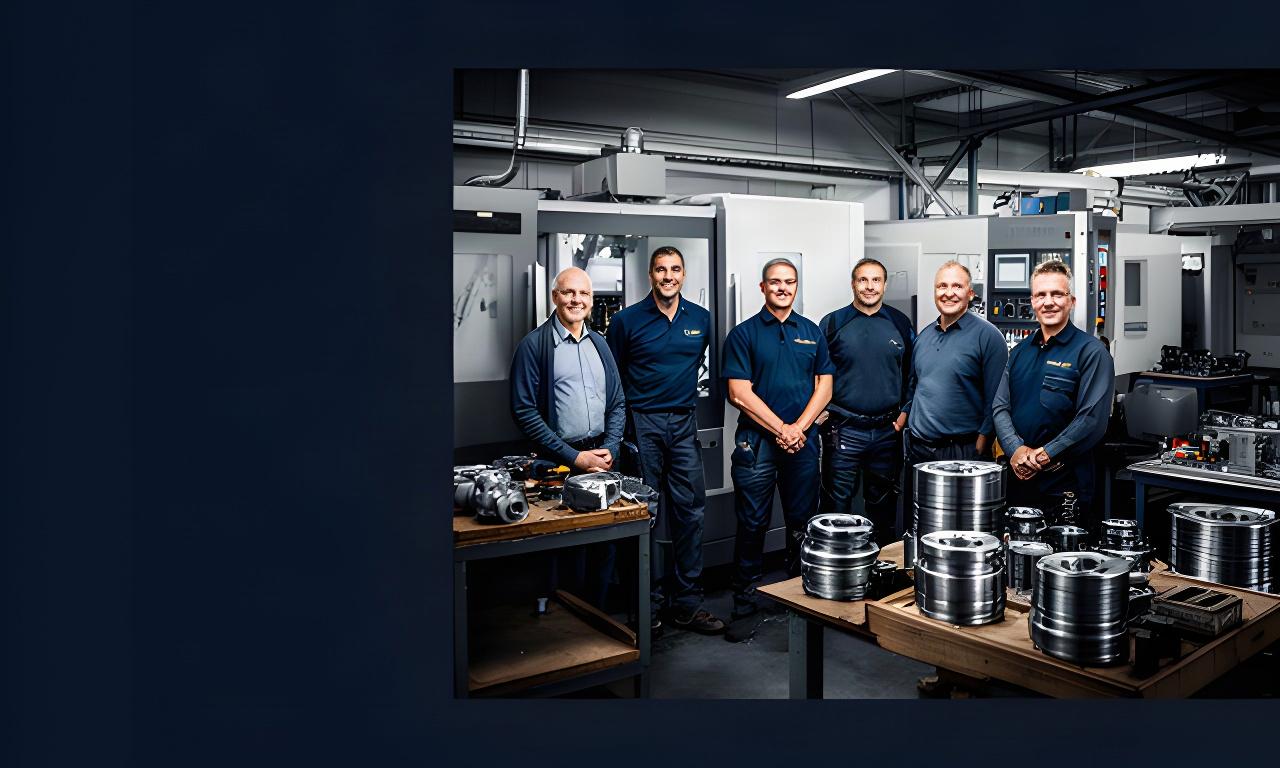 Productieteam in een moderne Achterhoekse fabriek naast CNC-machines en metalen onderdelen