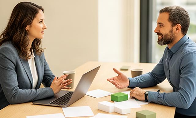 HR-adviseur bespreekt een wervingsplan met een ondernemer aan een vergadertafel
